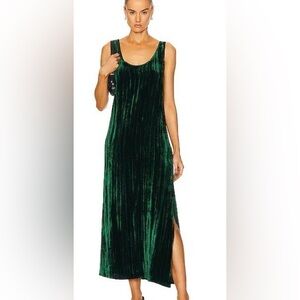 Enza Costa Silk Textured Velvet Tank Dress Malachite Emerald NEW